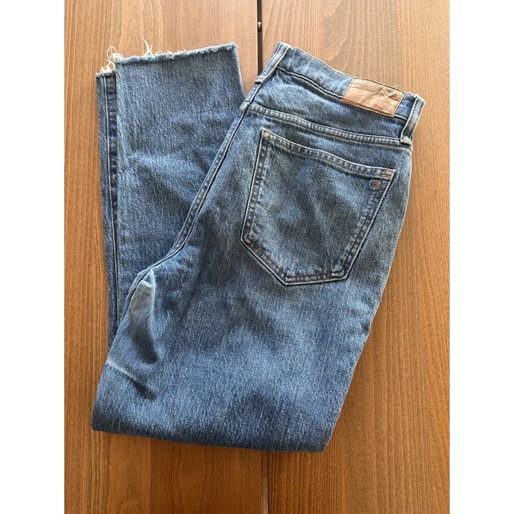 Madewell The Perfect Vintage Jean Medium Wash Raw Hem High Rise Size 28